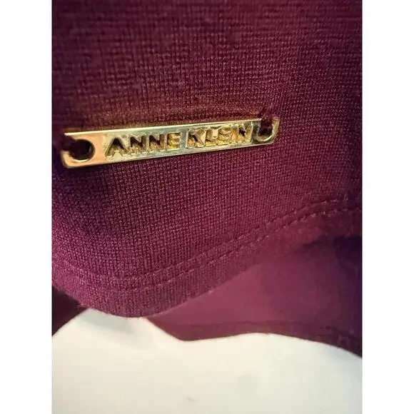 Anne Klein Burgundy Split-Neck Blouse – Size L - Picture 3 of 8